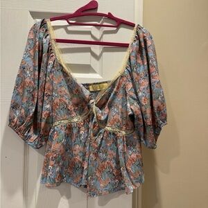 Elegant Floral V-Neck Blouse